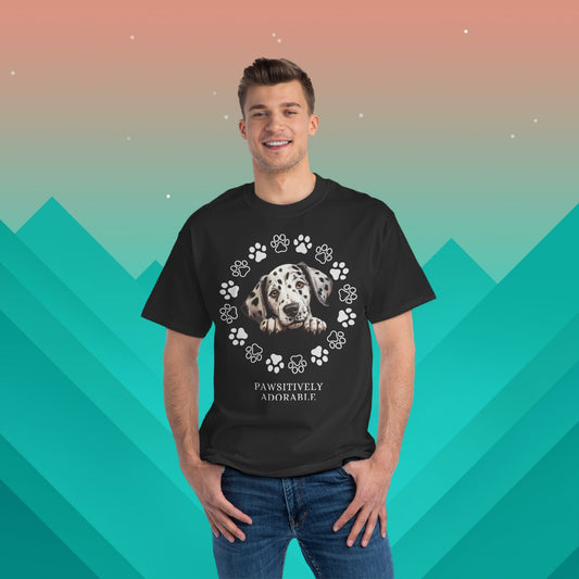 Pawsitively Adorable Dalmatian T-Shirt: (Hanes Beefy-T 100% Preshrunk Cotton Custom Printed by TheGlassyLass.com