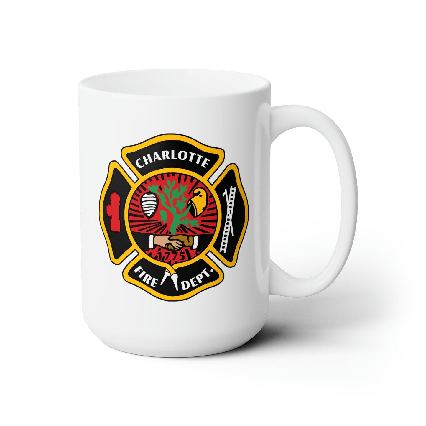 Charlotte Fire Department Coffee Mug - Double Sided White Ceramic 15oz by TheGlassyLass.com