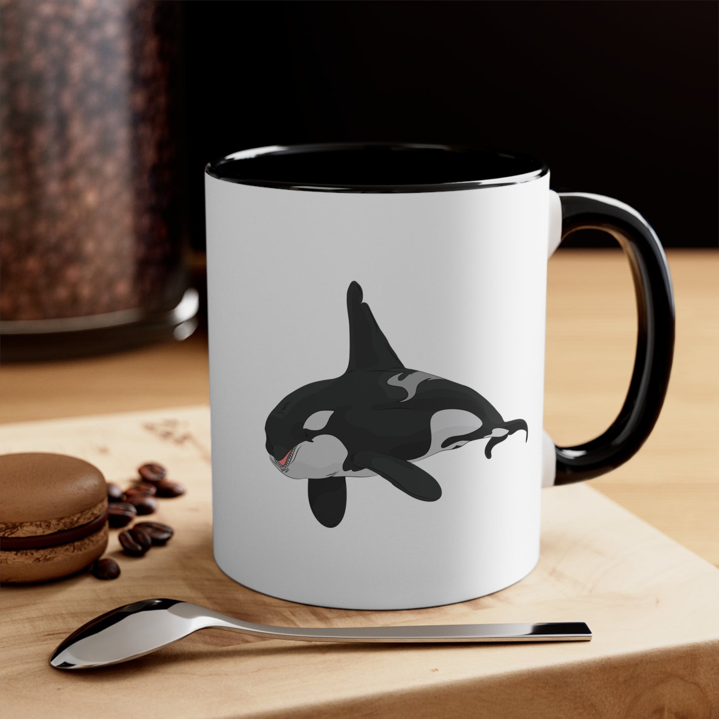 Orca Killer Whale Coffee Mug - Double Sided Black Accent White Ceramic 11oz by TheGlassyLass.com