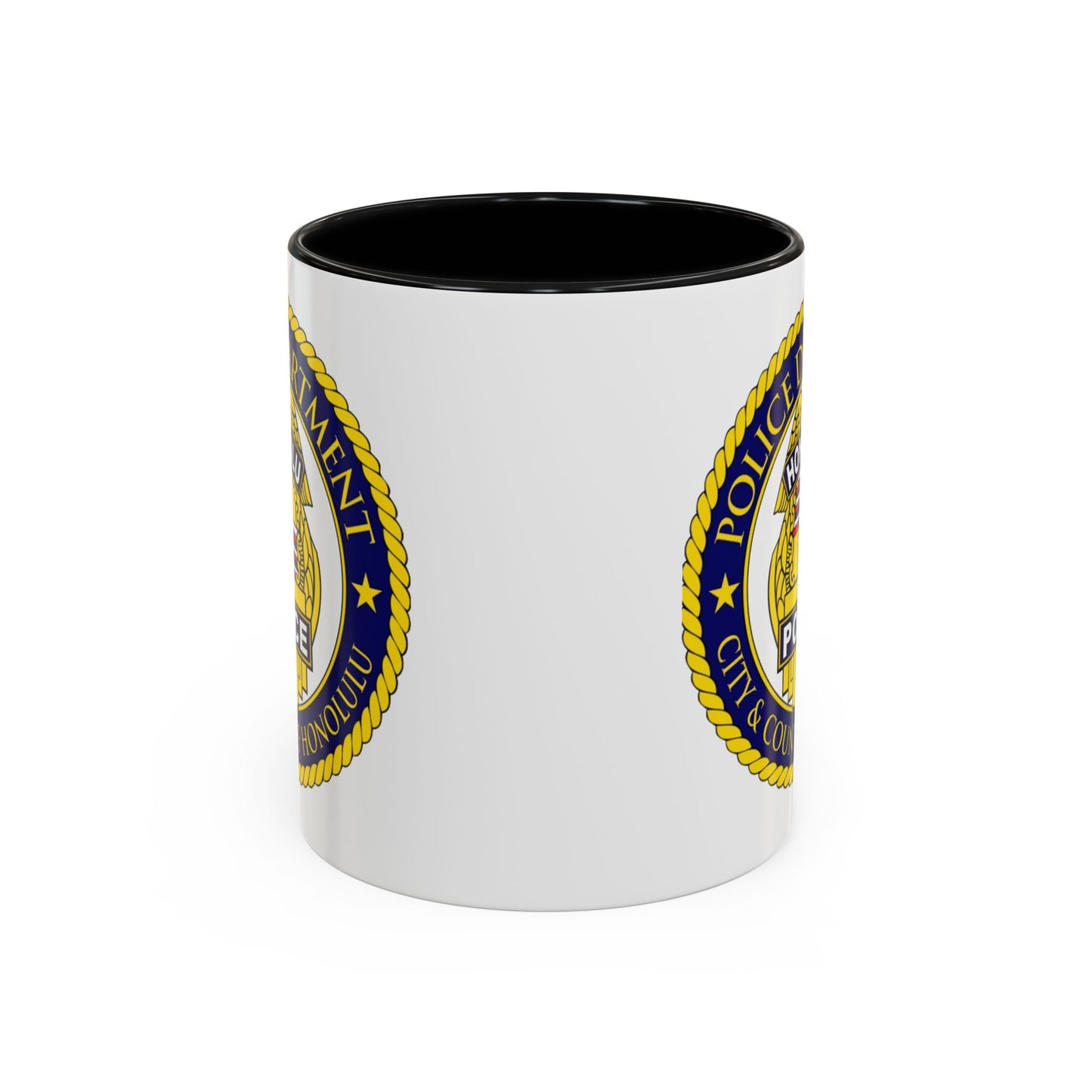 Honolulu Police Department Coffee Mug - Double Sided Print, Black Accent White Ceramic, 11oz by TheGlassyLass.com