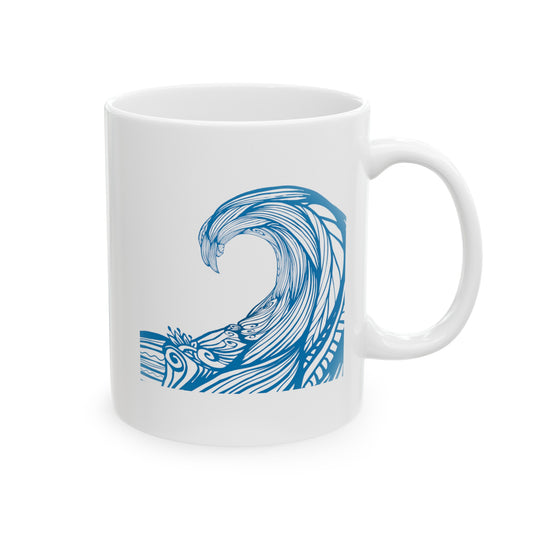 Under The Wave Coffee Mug - Double Sided White Ceramic 11oz by TheGlassyLass.com