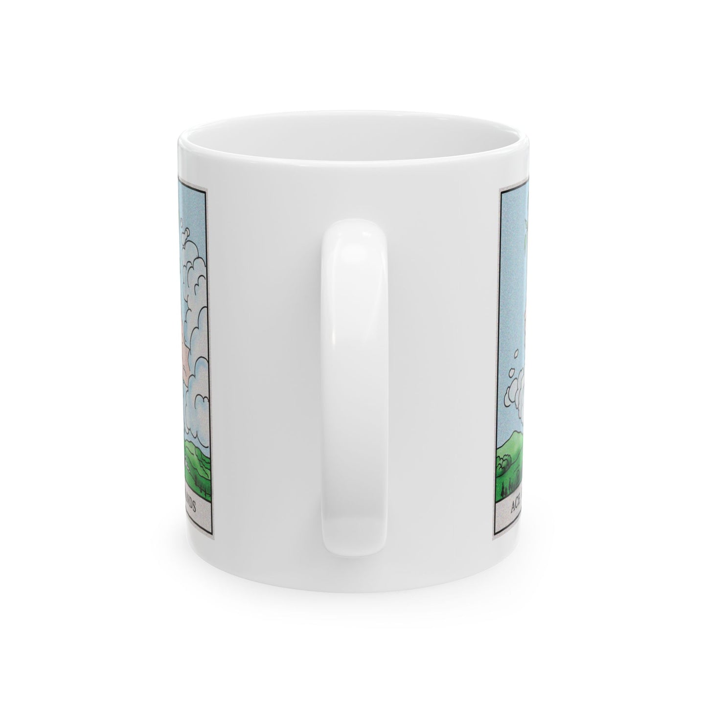 Ace of Wands Tarot Card Coffee Mug - Double Sided Print, White Ceramic, 11oz by TheGlassyLass.com