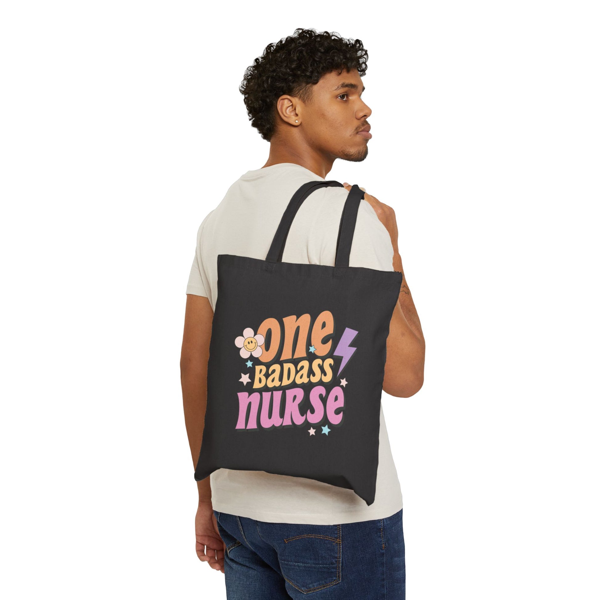 One Badass Nurse Logo Tote Bag - Heavyweight 100% Cotton Canvas by TheGlassyLass.com
