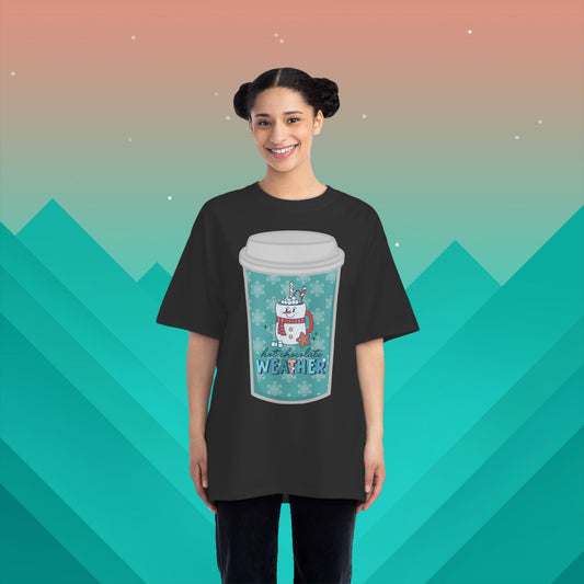 Hot Chocolate Weather Christmas T-Shirt: (Hanes Beefy-T 100% Preshrunk Cotton Custom Printed by TheGlassyLass.com