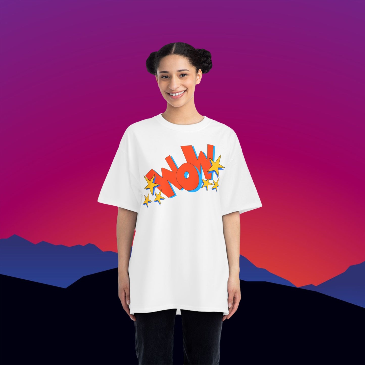 Superhero WOW T-Shirt: (Hanes Beefy-T 100% Preshrunk Cotton) Custom Printed by TheGlassyLass.com