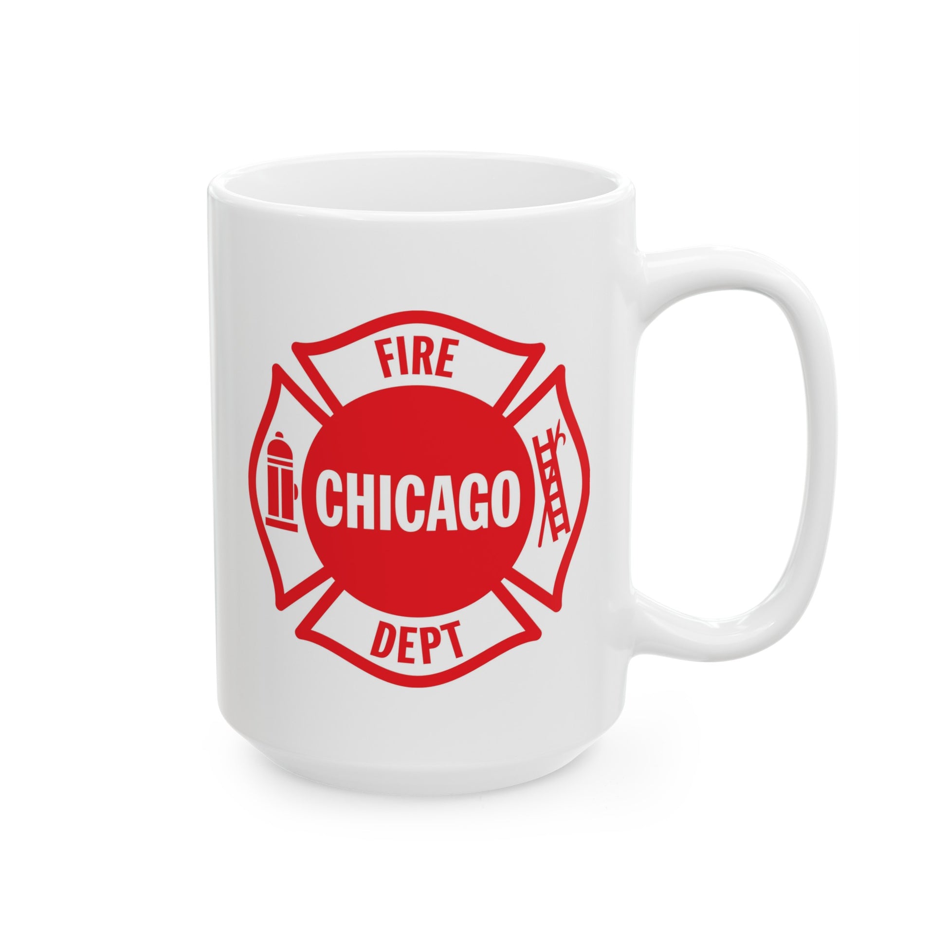 Chicago Fire Department Coffee Mug - Double Sided Print White Ceramic 15oz by TheGlassyLass.com