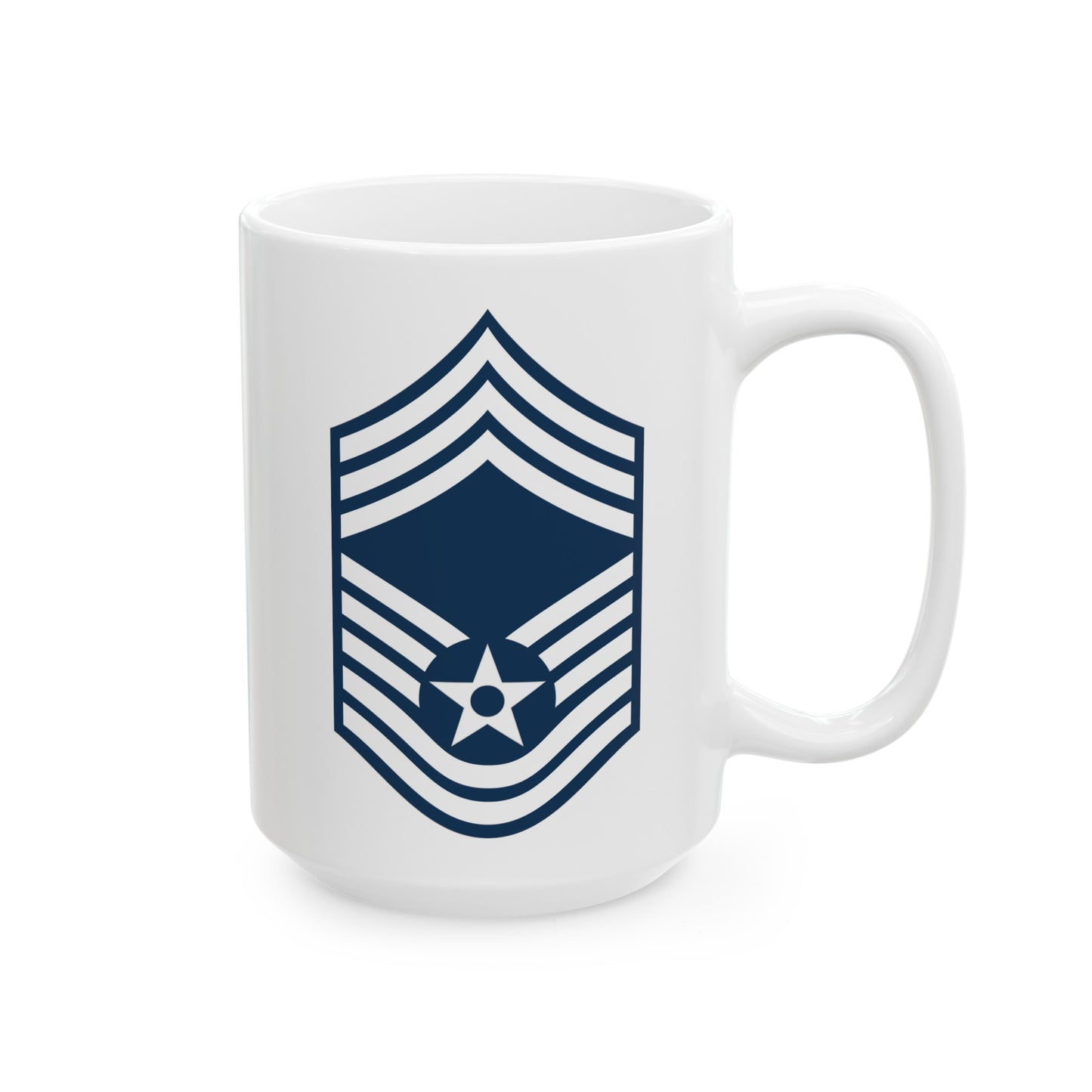 Air Force Chief Master Sergeant Stripes - Double Sided White Ceramic Coffee Mug 15oz by TheGlassyLass.com