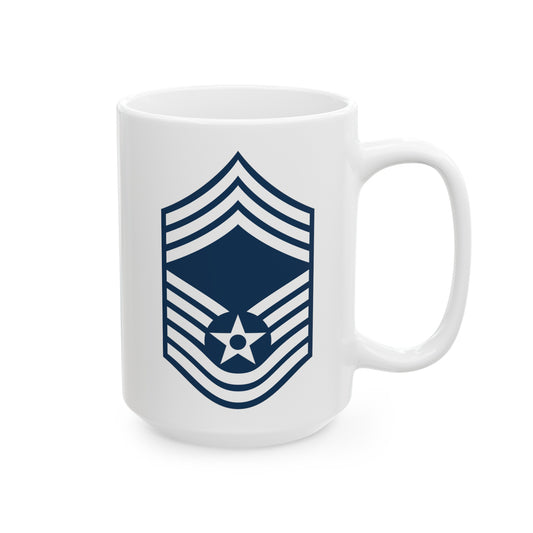 Air Force Chief Master Sergeant Stripes - Double Sided White Ceramic Coffee Mug 15oz by TheGlassyLass.com