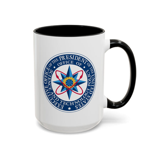 Executive Office of the President of the United States Science and Technology Policy Coffee Mug - Double Sided Print, Black Accent White Ceramic, 15oz by TheGlassyLass.com
