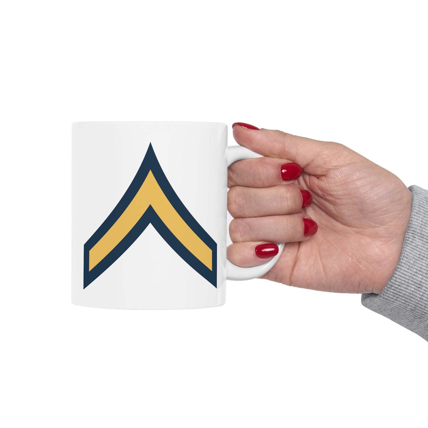 United States Army Private OR-2 Chevron - Double Sided White Ceramic Coffee Mug 11oz by TheGlassyLass.com