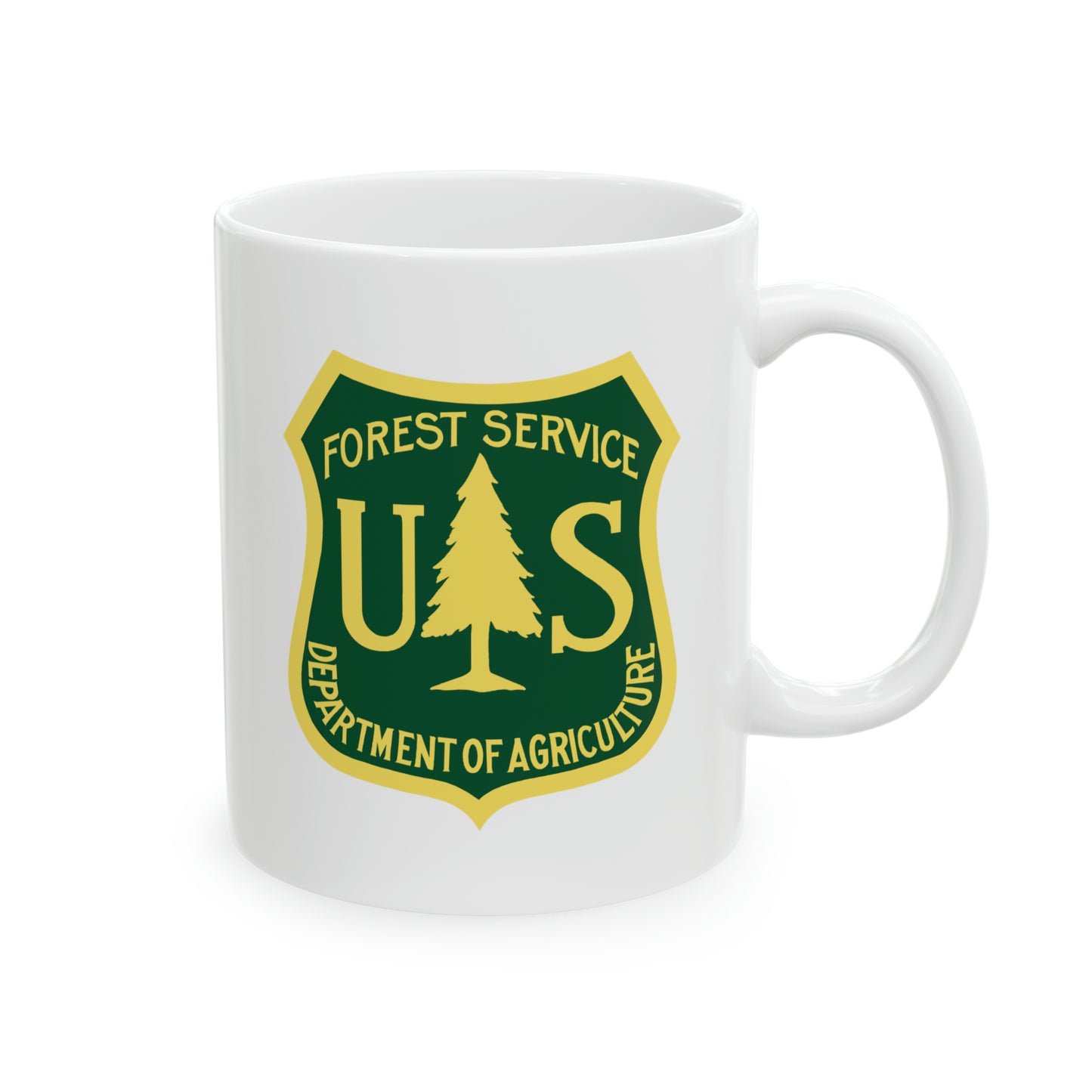 Forest Service Coffee Mug - Double Sided White Ceramic 11oz by TheGlassyLass.com