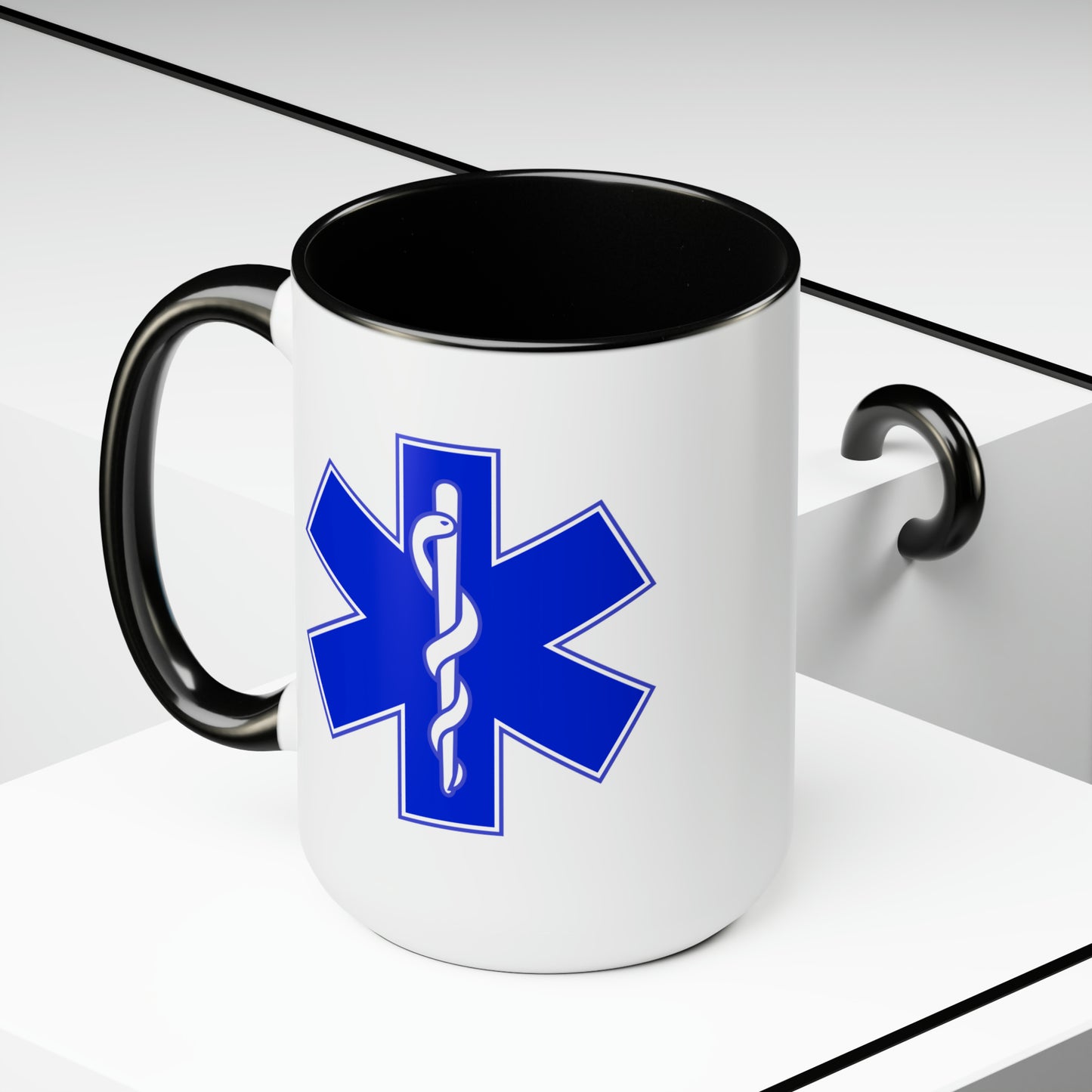 Paramedic Coffee Mug - Double Sided Black Accent White Ceramic 15oz by TheGlassyLass