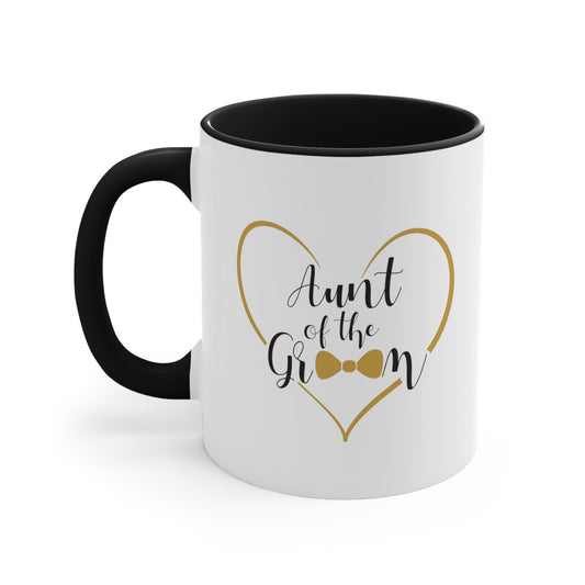 Aunt of the Groom Coffee Mug - Double Sided Black Accent Ceramic 11oz by TheGlassyLass.com