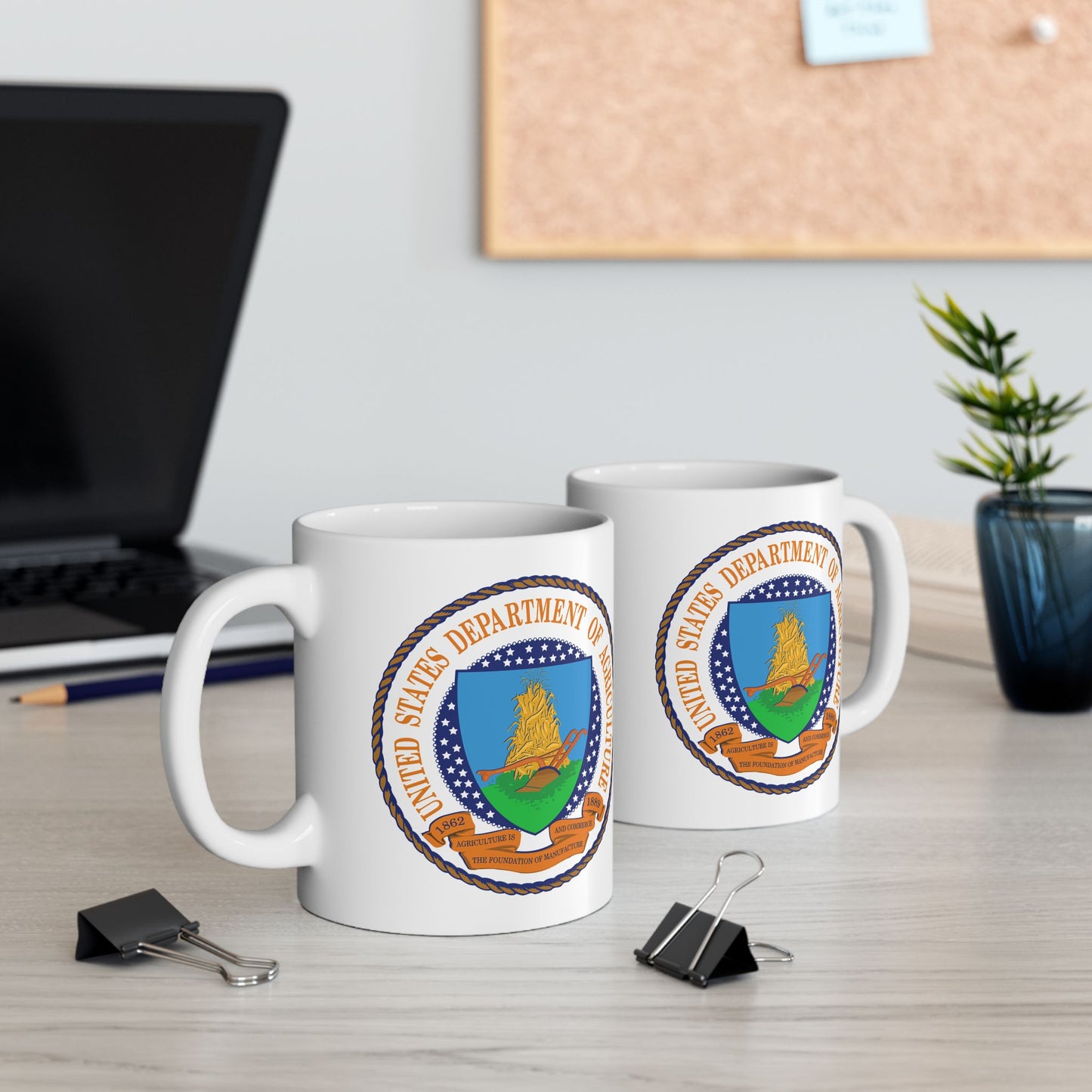 United States Department of Agriculture Seal Coffee Mug - Double Sided Print, White Ceramic, 11oz by TheGlassyLass.com