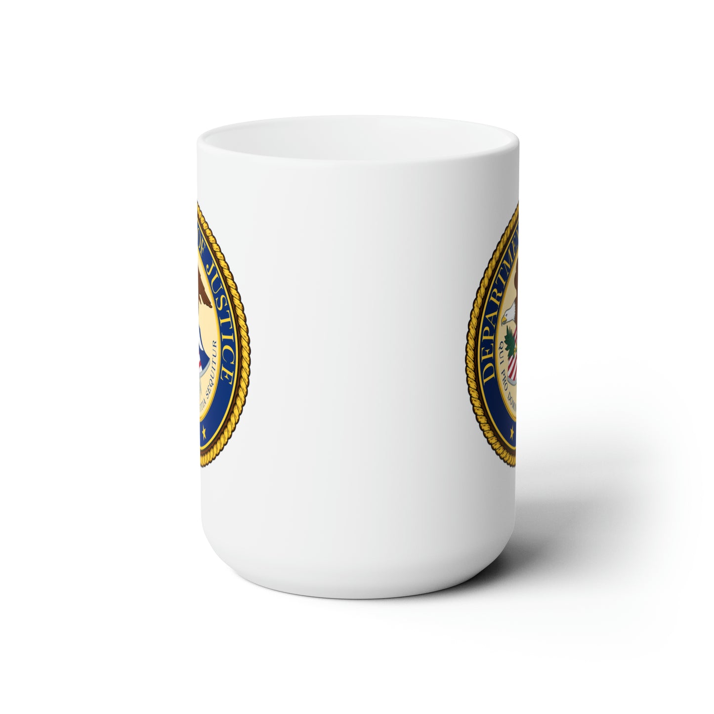 Department of Justice Coffee Mug - Double Sided White Ceramic 15oz by TheGlassyLass.com