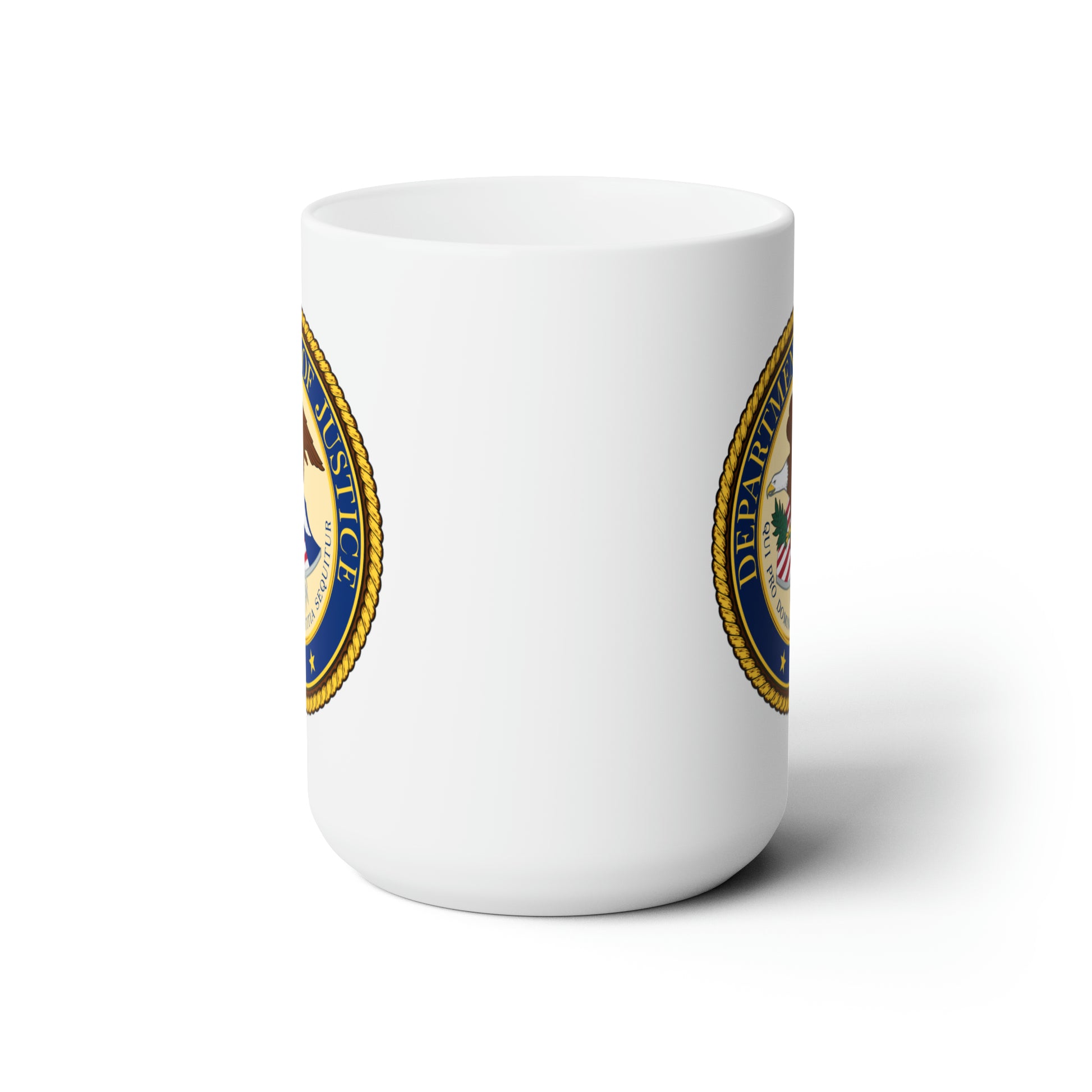 Department of Justice Coffee Mug - Double Sided White Ceramic 15oz by TheGlassyLass.com