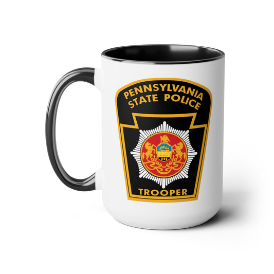 Pennsylvania State Police Coffee Mugs - Double Sided Black Accent White Ceramic 15oz by TheGlassyLass