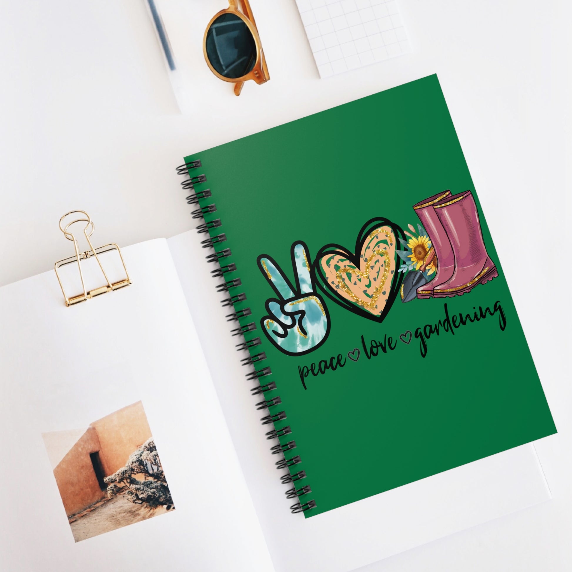 Peace - Love - Gardening: Spiral Notebook - Log Books - Journals - Diaries - and More Custom Printed by TheGlassyLass.com