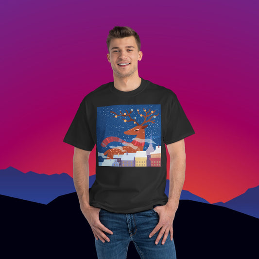 Reindeer Games Christmas T-Shirt: (Hanes Beefy-T 100% Preshrunk Cotton Custom Printed by TheGlassyLass.com