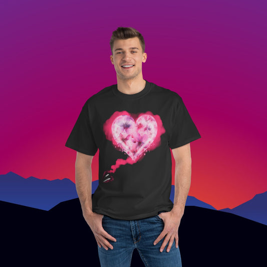 Floral Hearts T-Shirt: (Hanes Beefy-T 100% Preshrunk Cotton Custom Printed by TheGlassyLass.com