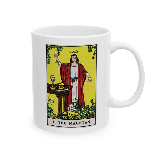 The Magician Tarot Card Coffee Mug - Double Sided Print, White Ceramic, 11oz by TheGlassyLass.com
