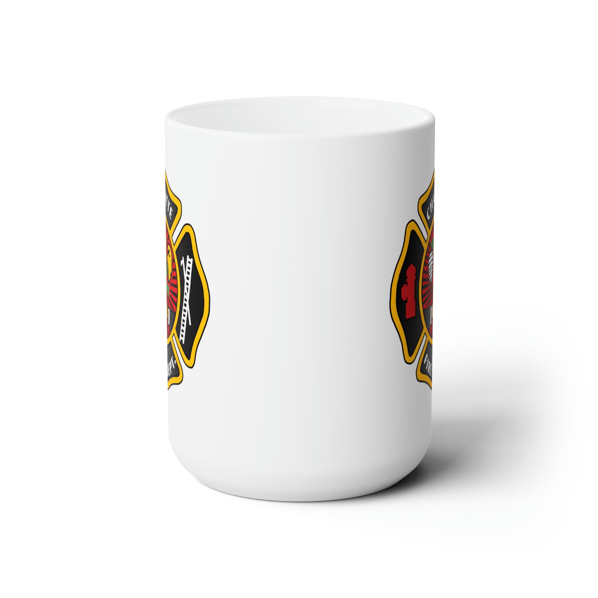 Charlotte Fire Department Coffee Mug - Double Sided White Ceramic 15oz by TheGlassyLass.com