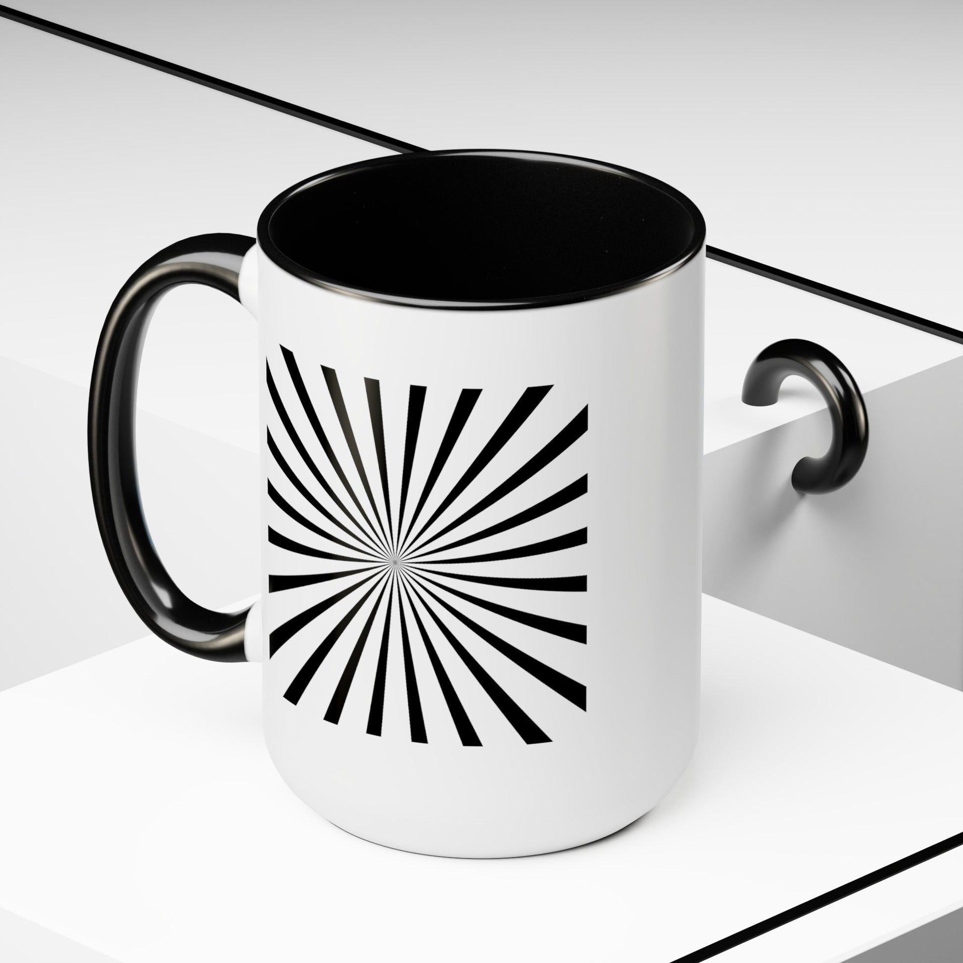 Hypnotize Coffee Mug - Double Sided Black Accent White Ceramic 15oz by TheGlassyLass.com