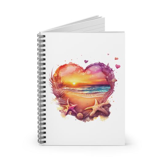 Beach Heart Sunset: Spiral Notebook - Log Books - Journals - Diaries - and More Custom Printed by TheGlassyLass