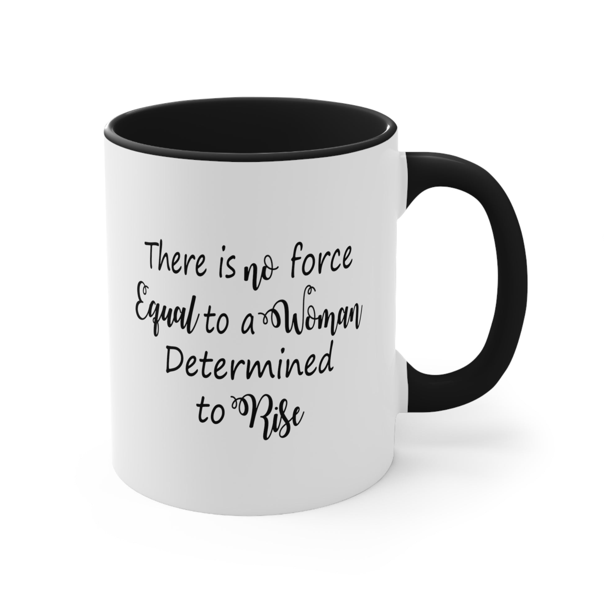 Determined Woman Coffee Mug - Double Sided Black Accent White Ceramic 11oz by TheGlassyLass.com