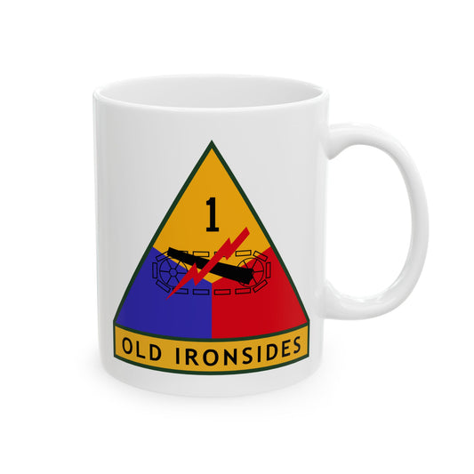 US Army 1st Armored Division Insignia - Double Sided White Ceramic Coffee Mug 11oz by TheGlassyLass.com