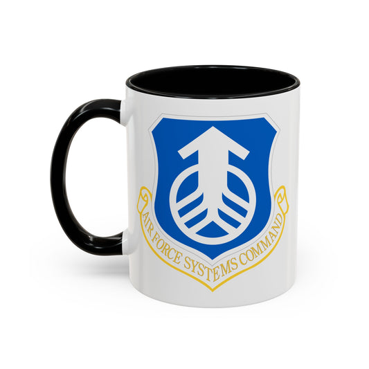 US Air Force Systems Command Seal Coffee Mug - Double Sided Print, Black Accent White Ceramic, 11oz by TheGlassyLass.com