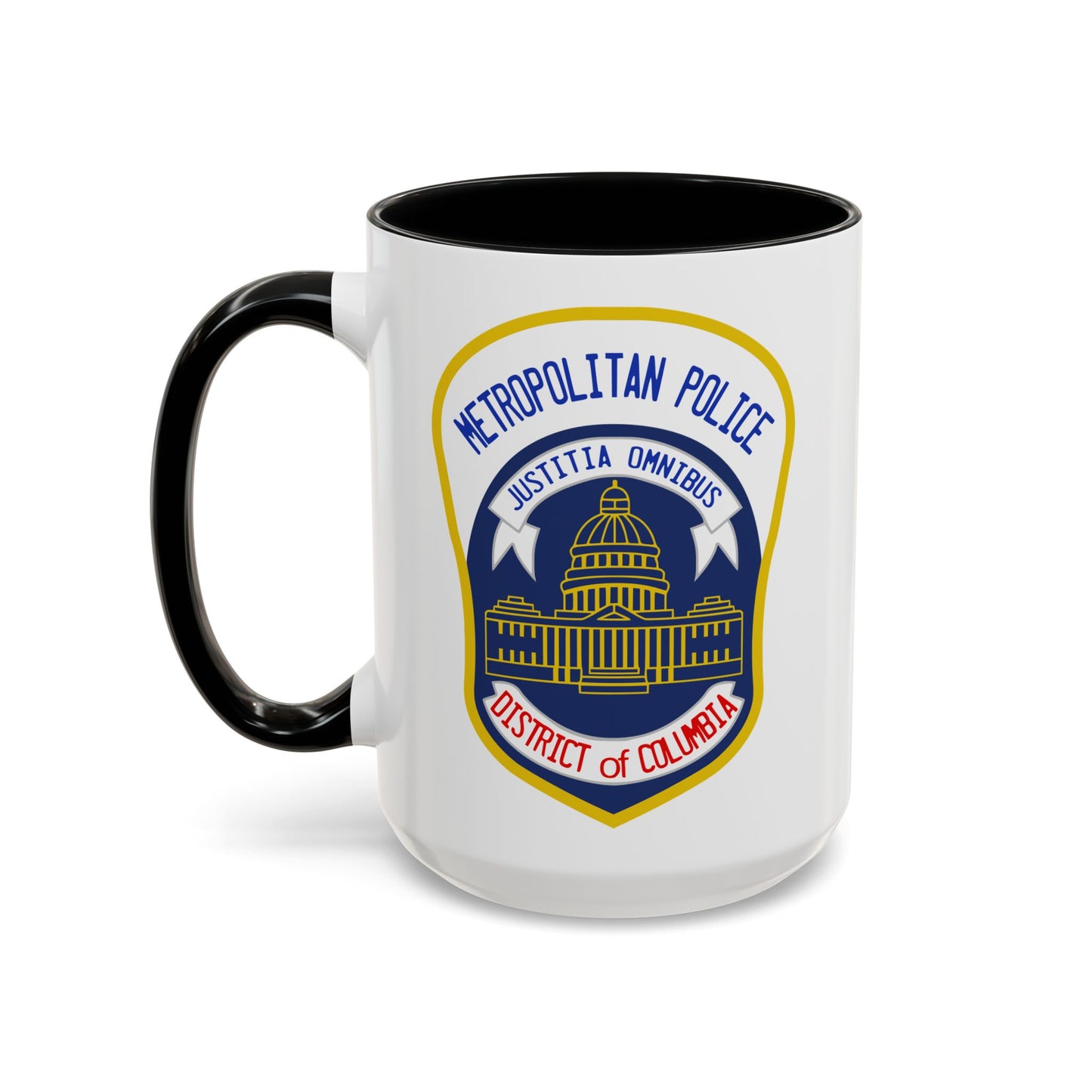 District of Columbia Metropolitan Police Seal Coffee Mug - Double Sided Print, Black Accent White Ceramic, 15oz by TheGlassyLass.com