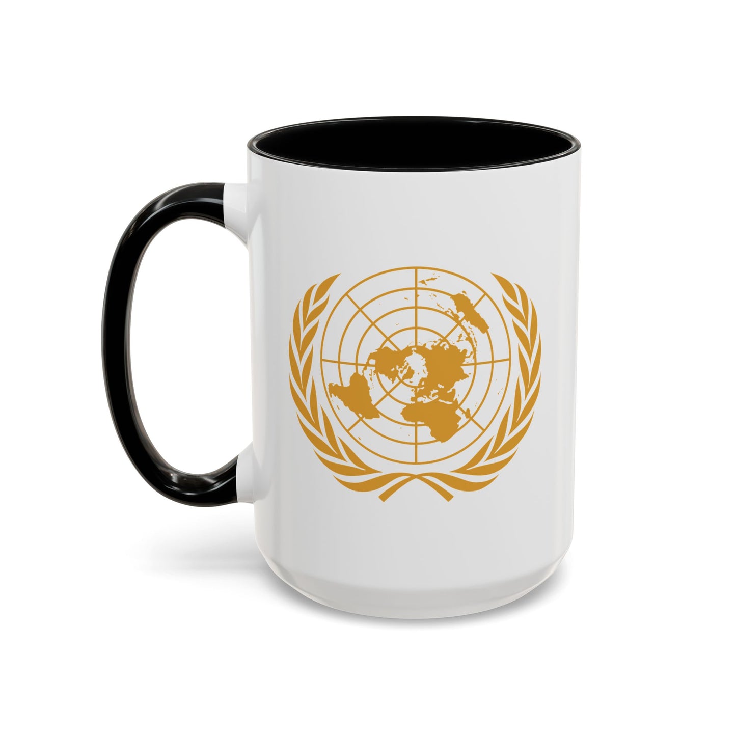 United Nations Seal Coffee Mug - Double Sided Black Accent White Ceramic 15oz by TheGlassyLass