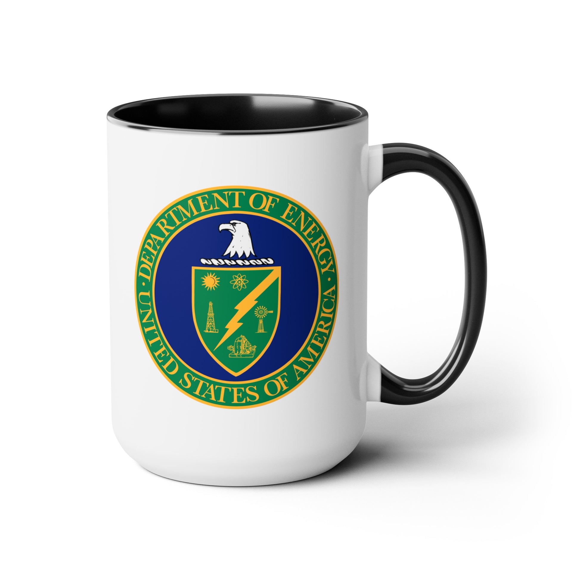 Department of Energy Coffee Mug - Double Sided Black Accent White Ceramic 15oz by TheGlassyLass.com