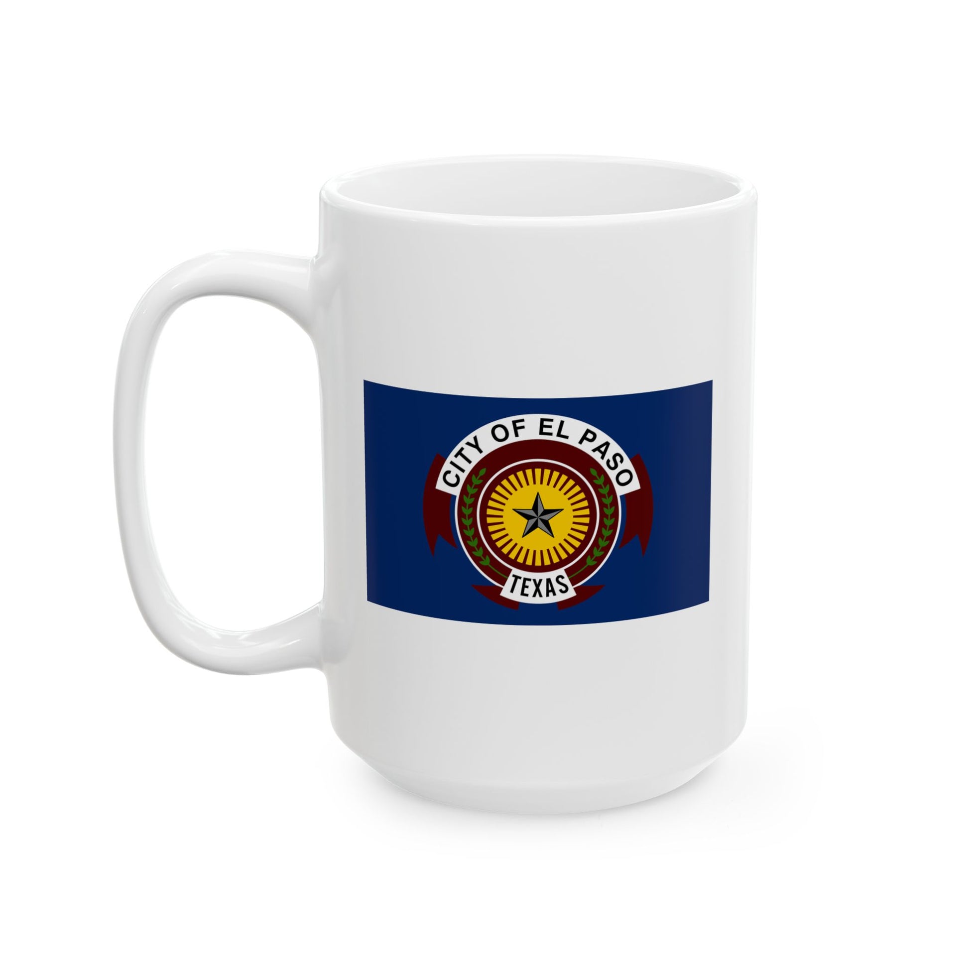 City of El Paso Seal Coffee Mug - Double Sided Print, White Ceramic, 15oz by TheGlassyLass.com