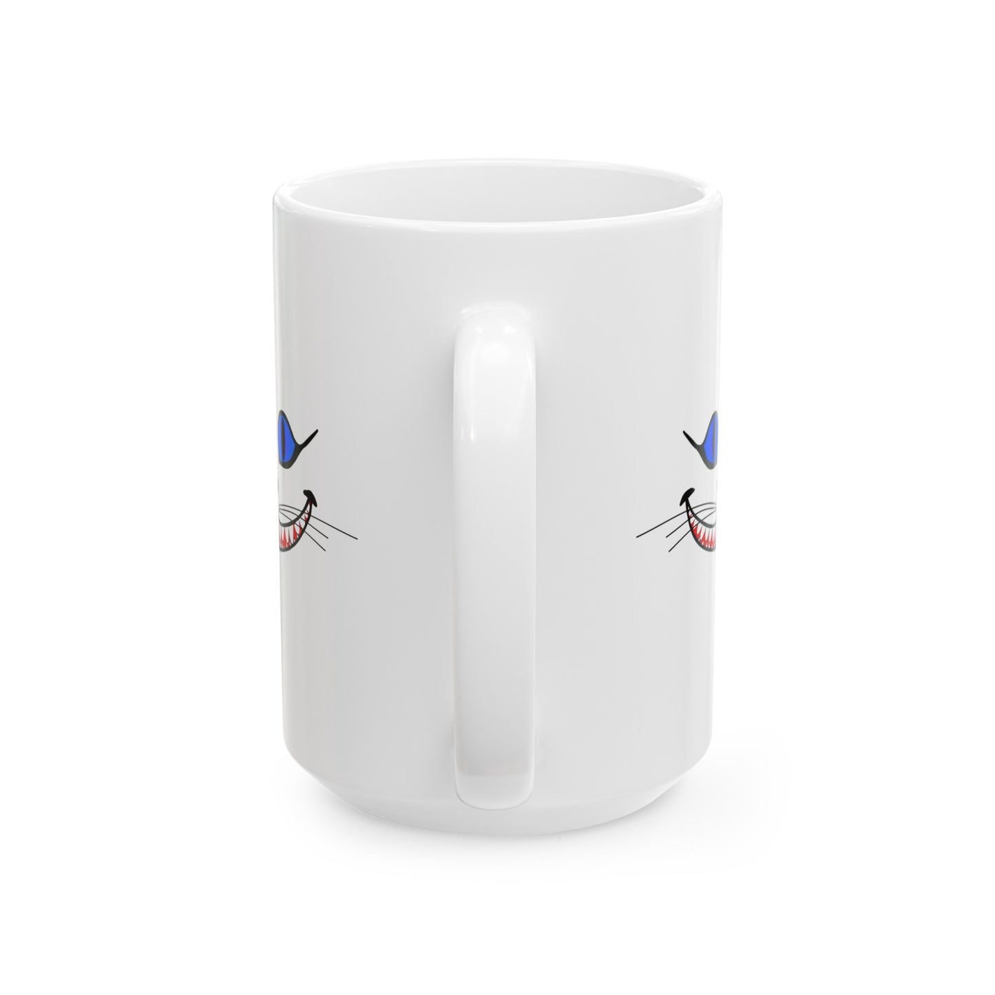 Cheshire Cat Coffee Mug - Double Sided White Ceramic 15oz by TheGlassyLass.com