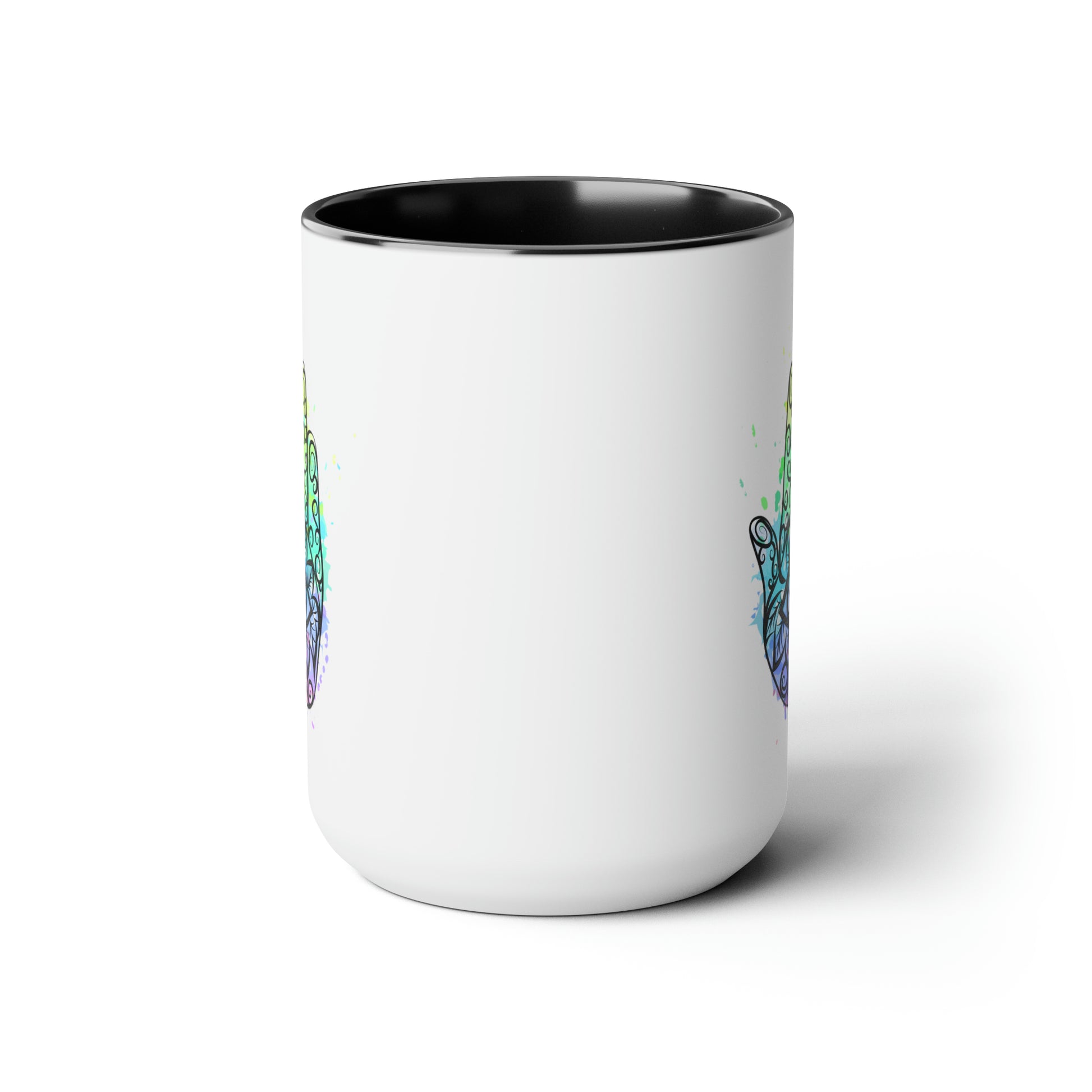 3rd Eye Coffee Mug - Double Sided Black Accent White Ceramic 15oz by TheGlassyLass