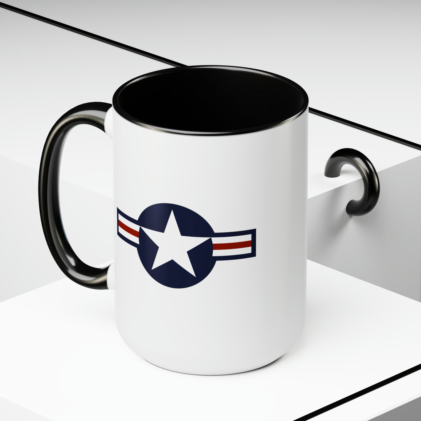 US Air Force Roundel Coffee Mug - Double Sided Black Accent Ceramic 15oz - by TheGlassyLass.com