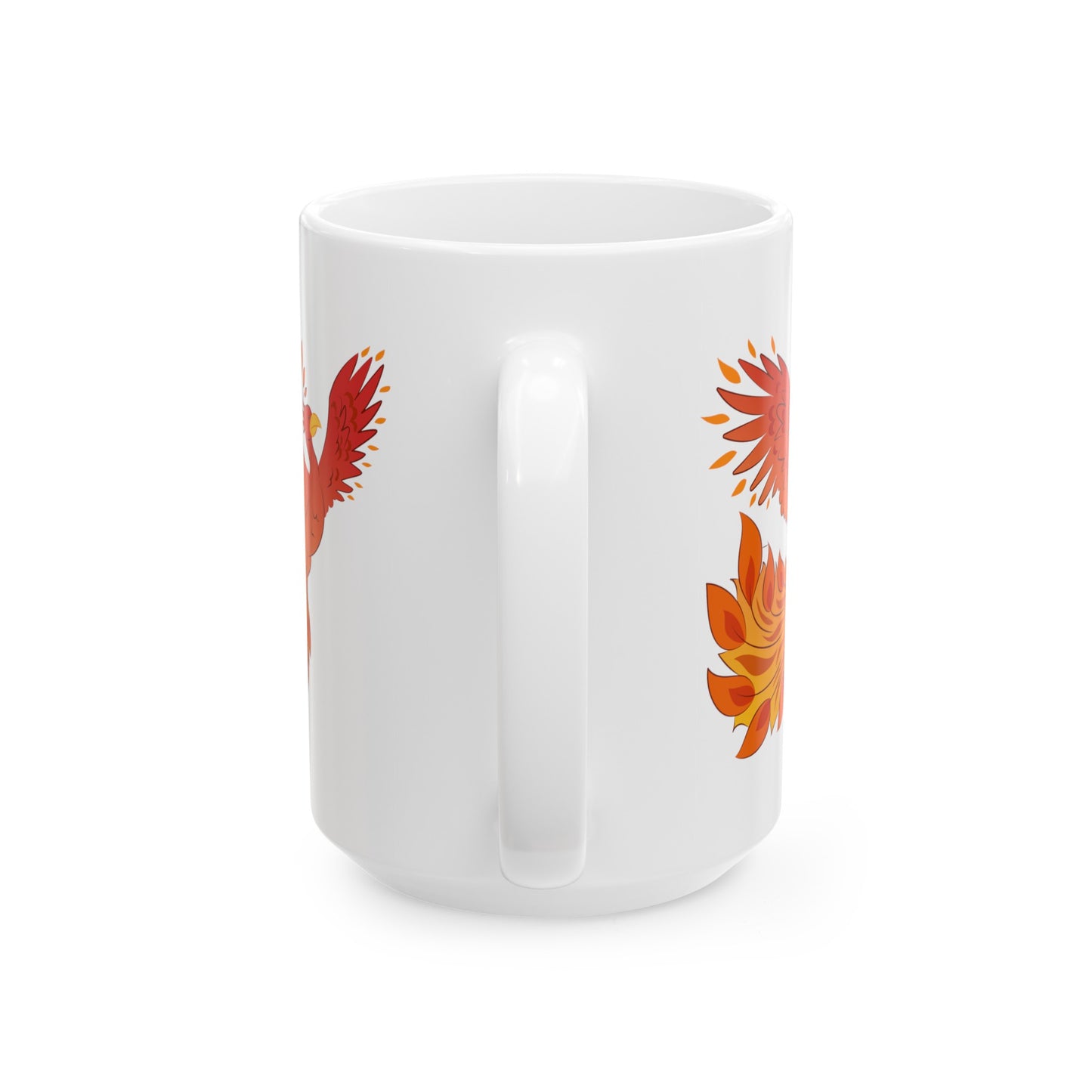 Phoenix Rising Coffee Mug - Double Sided White Ceramic 15oz by TheGlassyLass.com