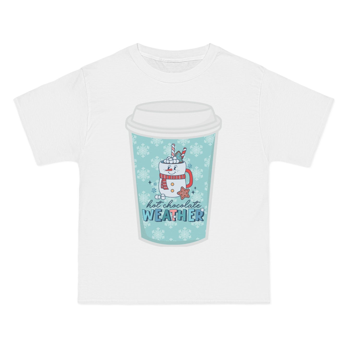 Hot Chocolate Weather Christmas T-Shirt: (Hanes Beefy-T 100% Preshrunk Cotton Custom Printed by TheGlassyLass.com