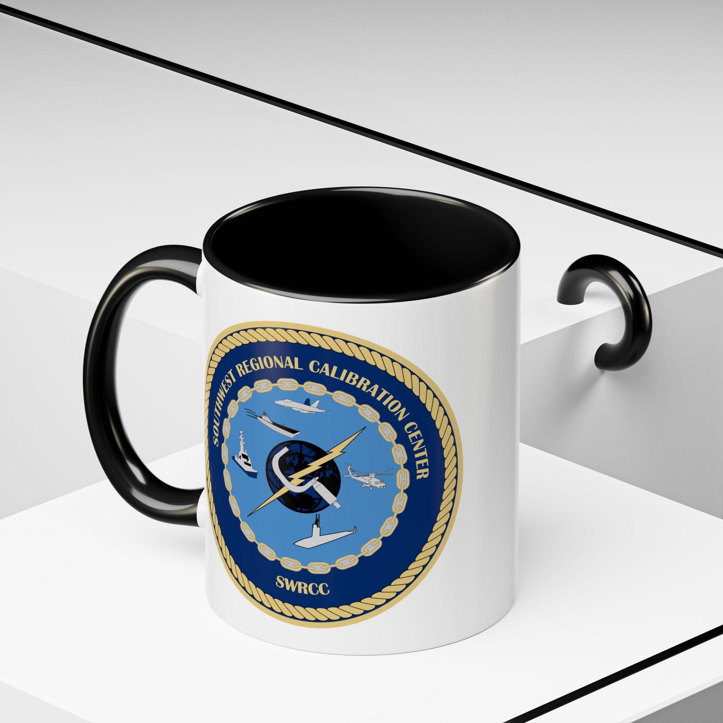 Southwest Regional Calibration Center Coffee Mug - Double Sided Black Accent White Ceramic 11oz by TheGlassyLass.com