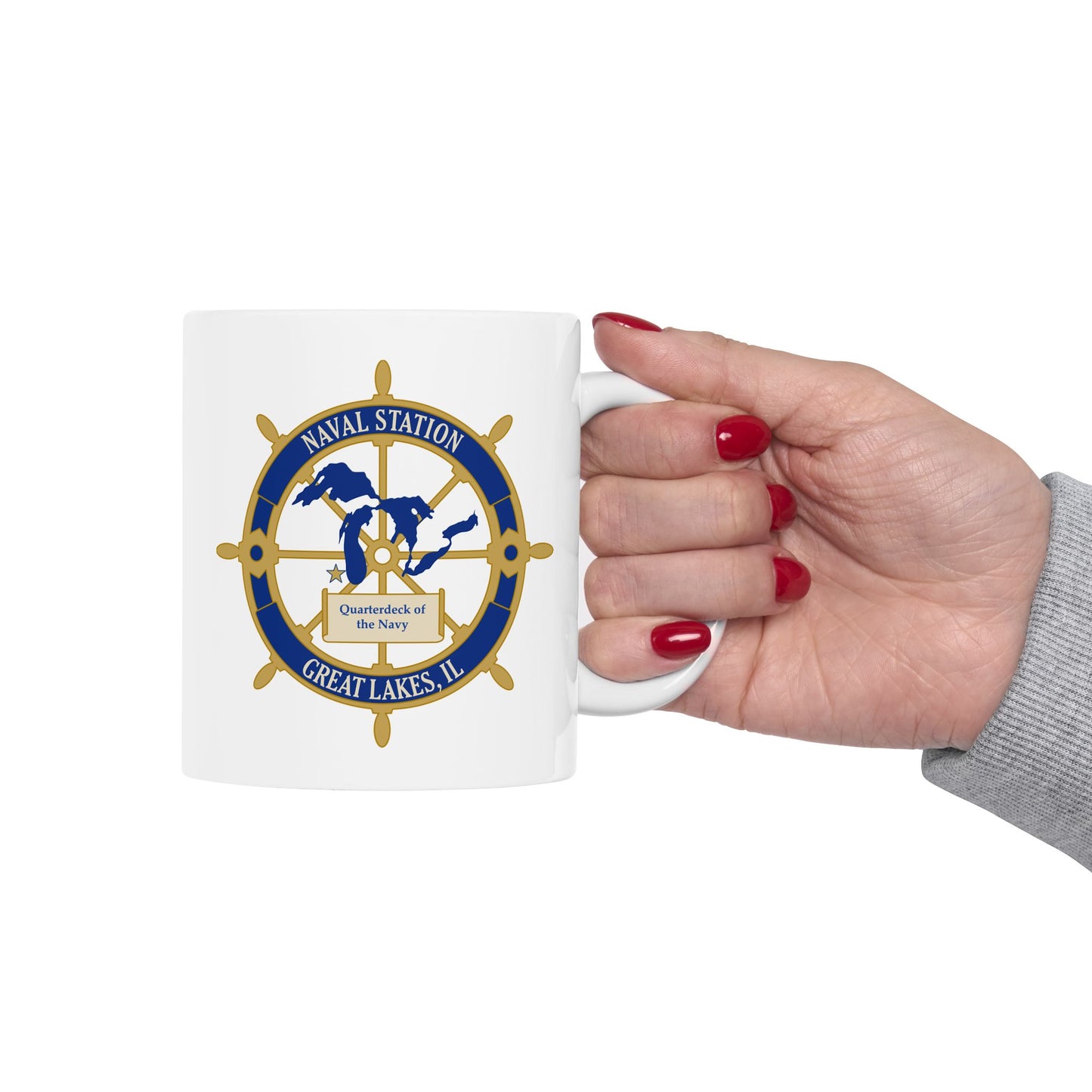 Naval Station Great Lakes Coffee Mug - Double Sided White Ceramic 11oz by TheGlassyLass.com