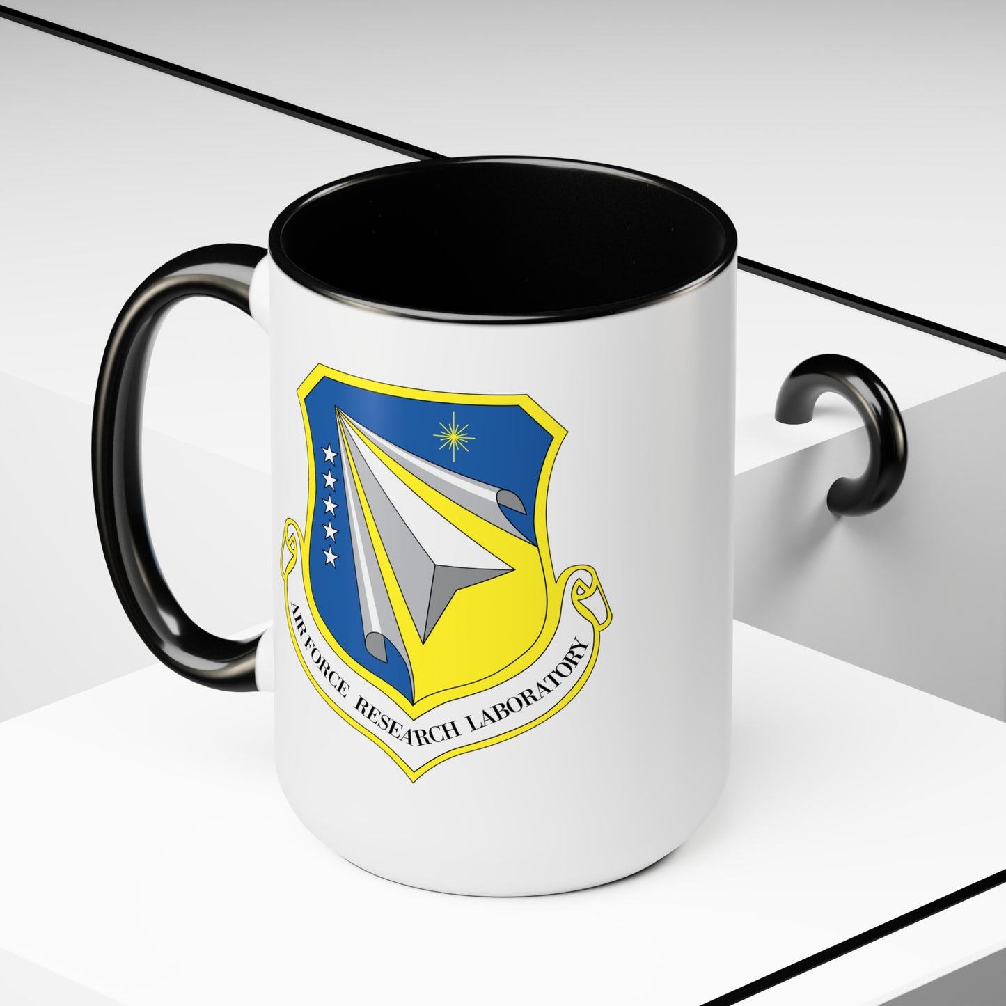 Air Force Research Laboratory - Double Sided Black Accent White Ceramic Coffee Mug 15oz by TheGlassyLass.com