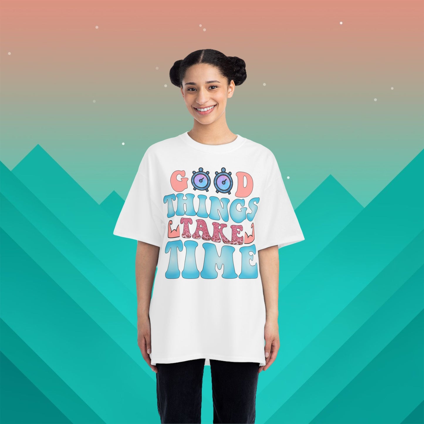 Good Things Take Time T-Shirt: (Hanes Beefy-T 100% Preshrunk Cotton Custom Printed by TheGlassyLass.com