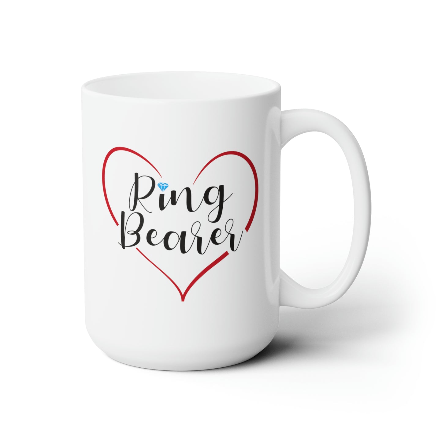 Ring Bearer Cocoa Mug - Double Sided White Ceramic 15oz - by TheGlassyLass.com