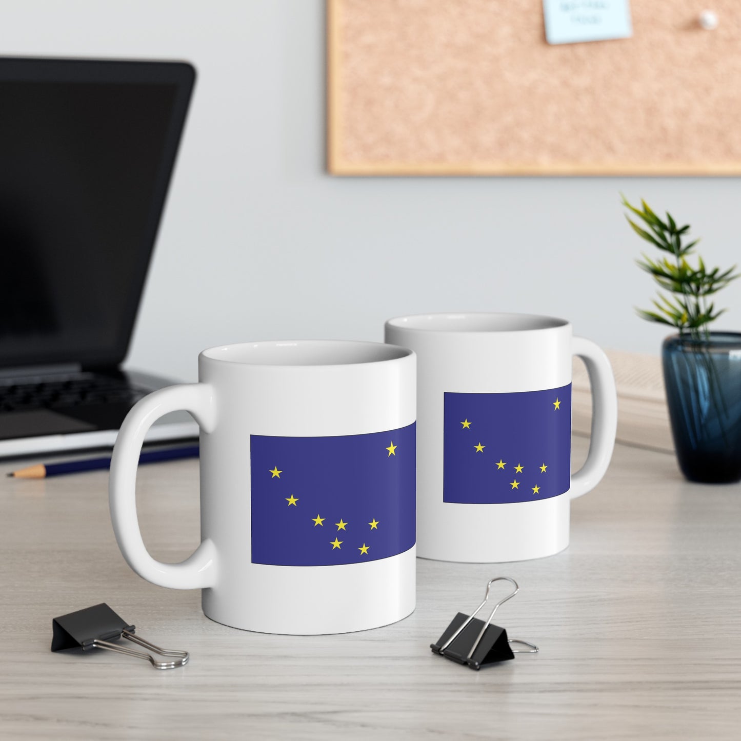 Alaska State Flag - Double Sided White Ceramic Coffee Mug 11oz by TheGlassyLass.com