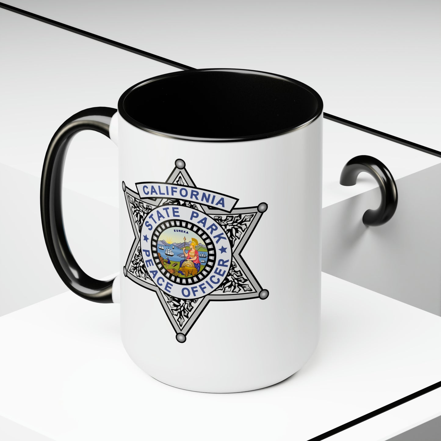 California State Park Peace Officer Coffee Mug - Double Sided Black Accent White Ceramic 15oz by TheGlassyLass.com