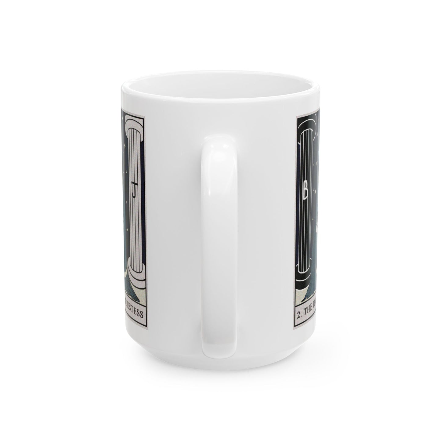 The High Priestess Tarot Card Coffee Mug - Double Sided White Ceramic 15oz by TheGlassyLass.com