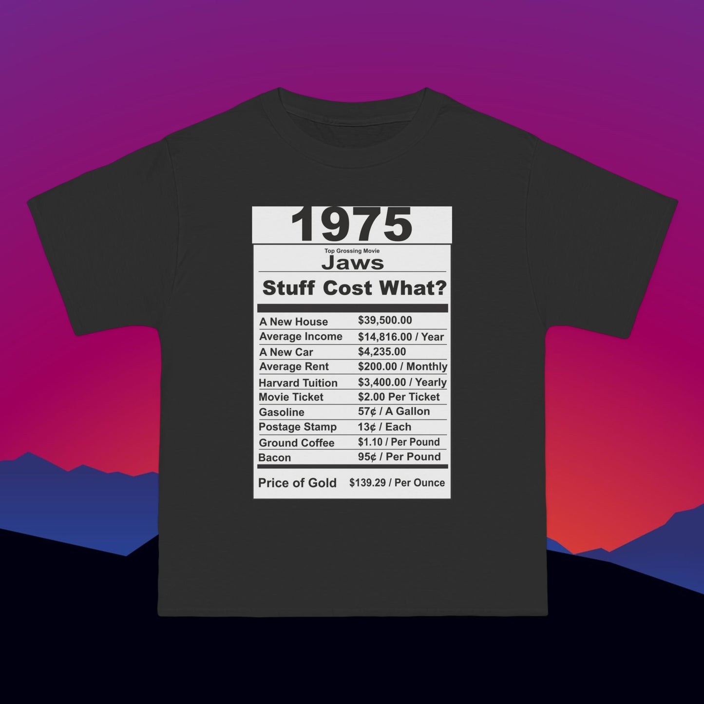 1975 Birthday T-Shirt: (Hanes Beefy-T 100% Preshrunk Cotton Custom Printed by TheGlassyLass.com