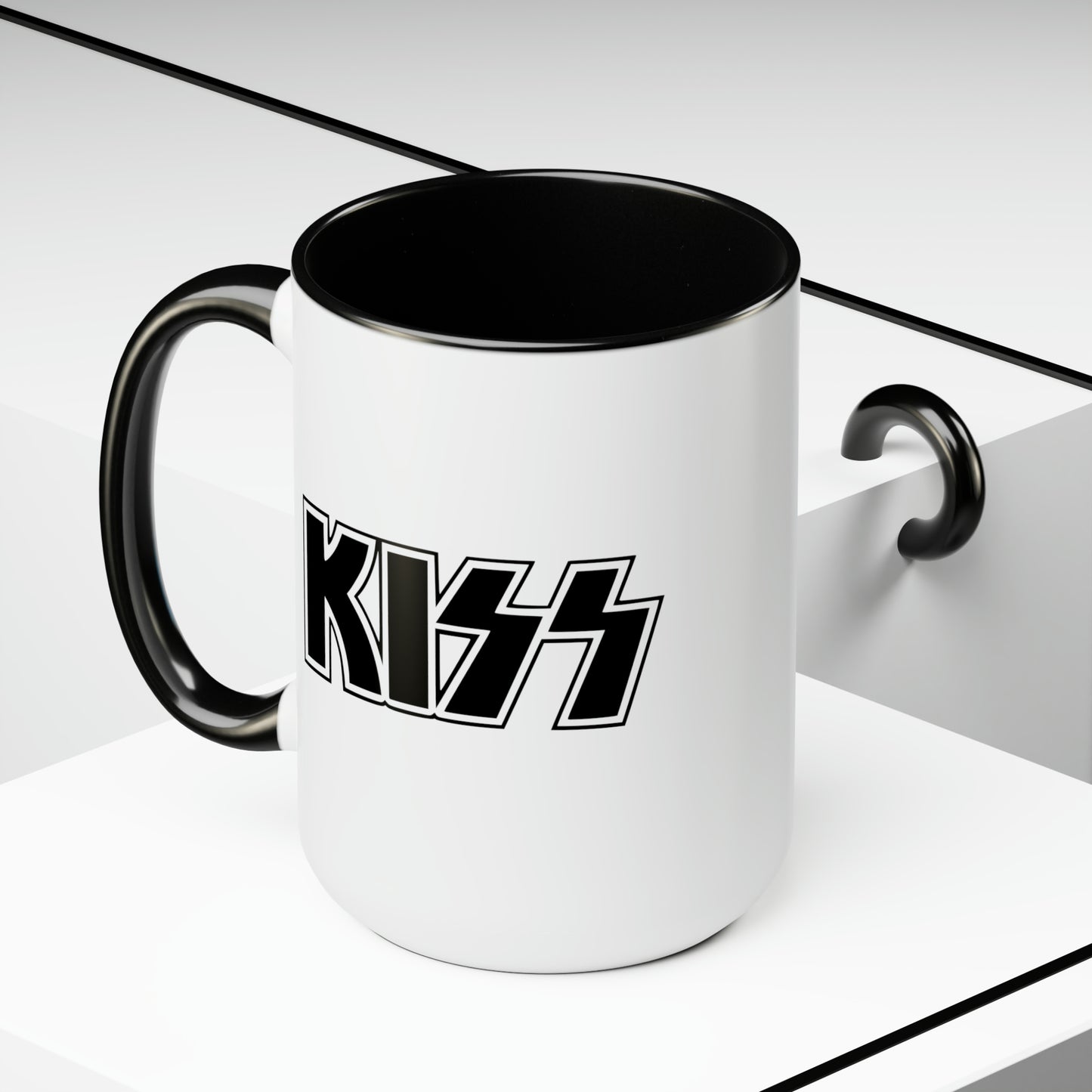 KISS Army Coffee Mug - Double Sided Black Accent White Ceramic 15oz by TheGlassyLass
